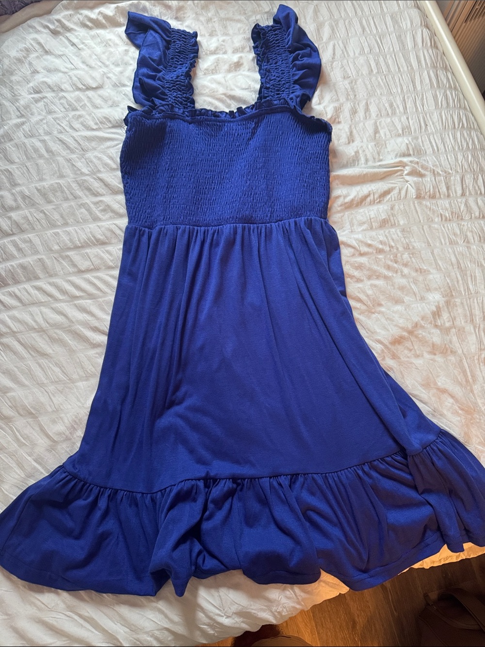 Women’s Smocked Ruffle Strap Dress - Royal Blue